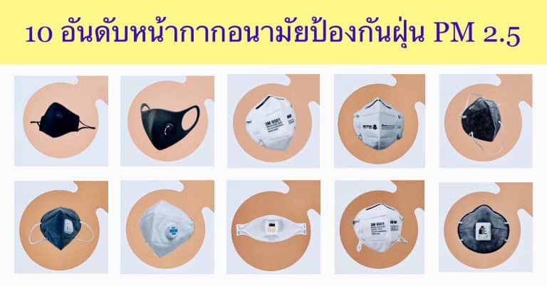 10 อันดับหน้ากากอนามัยป้องกันฝุ่น PM 2.5