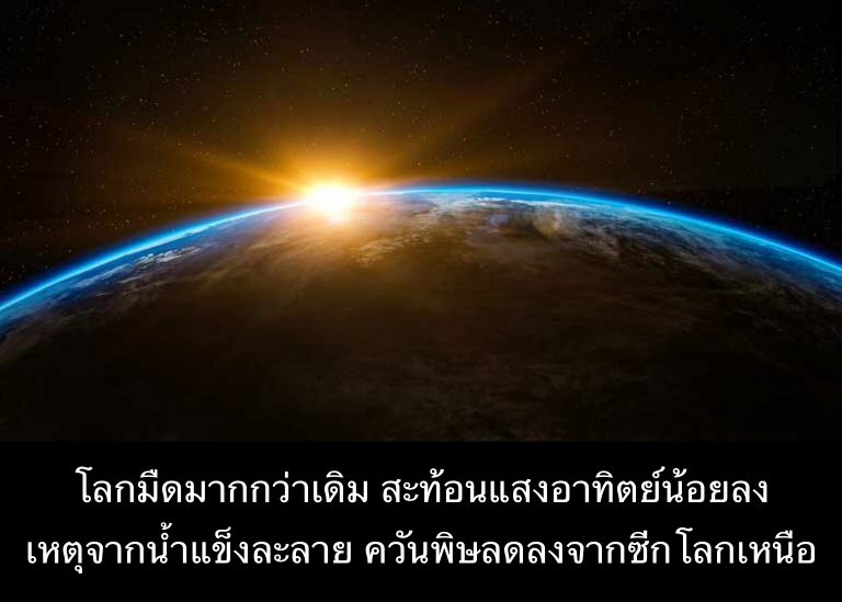 โลกมืดมากกว่าเดิม สะท้อนแสงอาทิตย์น้อยลง เหตุจากน้ำแข็งละลาย ควันพิษลดลงจากซีกโลกเหนือ
