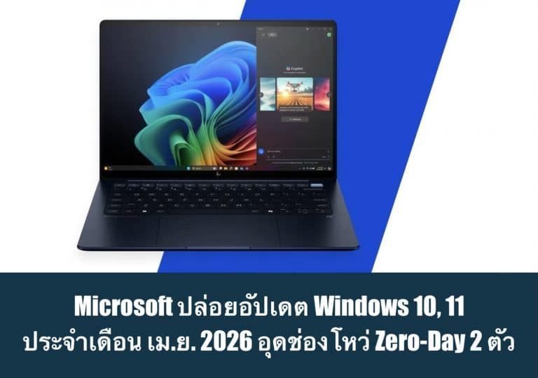 Microsoft ปล่อยอัปเดต Windows 10, 11 ประจำเดือน เม.ย. 2026 อุดช่องโหว่ Zero-Day 2 ตัว