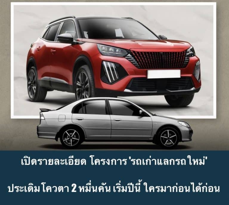 เปิดรายละเอียด โครงการ ‘รถเก่าแลกรถใหม่’ ประเดิมโควตา 2 หมื่นคัน เริ่มปีนี้ ใครมาก่อนได้ก่อน