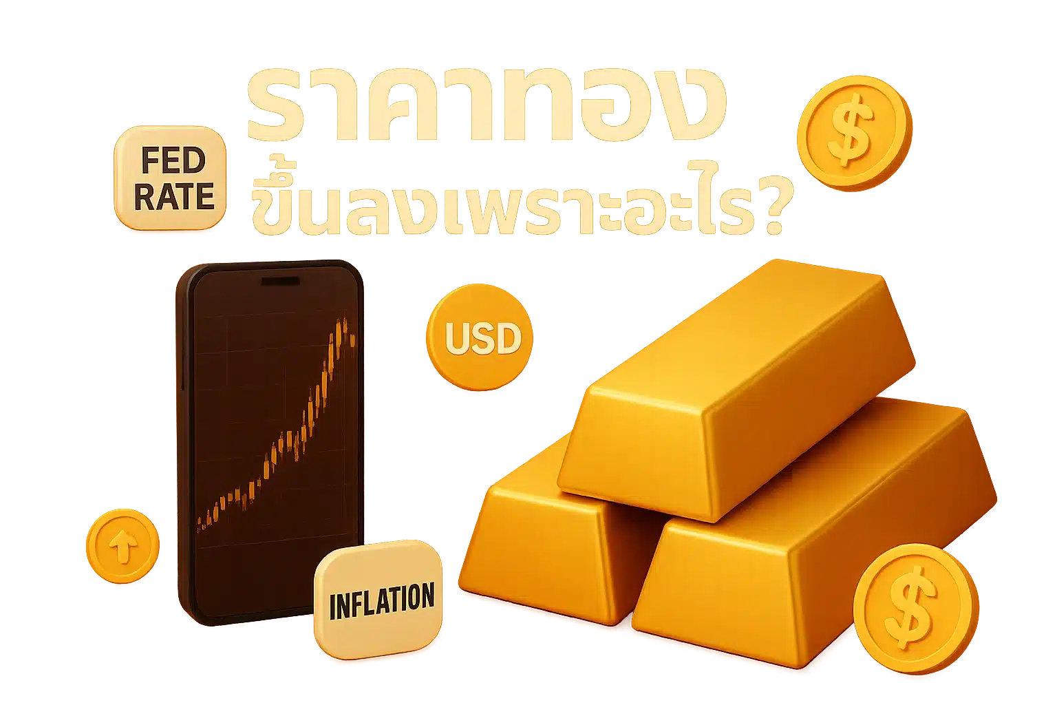 อินโฟกราฟิกสรุปปัจจัยที่ทำให้ราคาทองคำขึ้นลง และช่องทางเช็คราคาทองวันนี้ (ภาพประกอบกราฟิก)