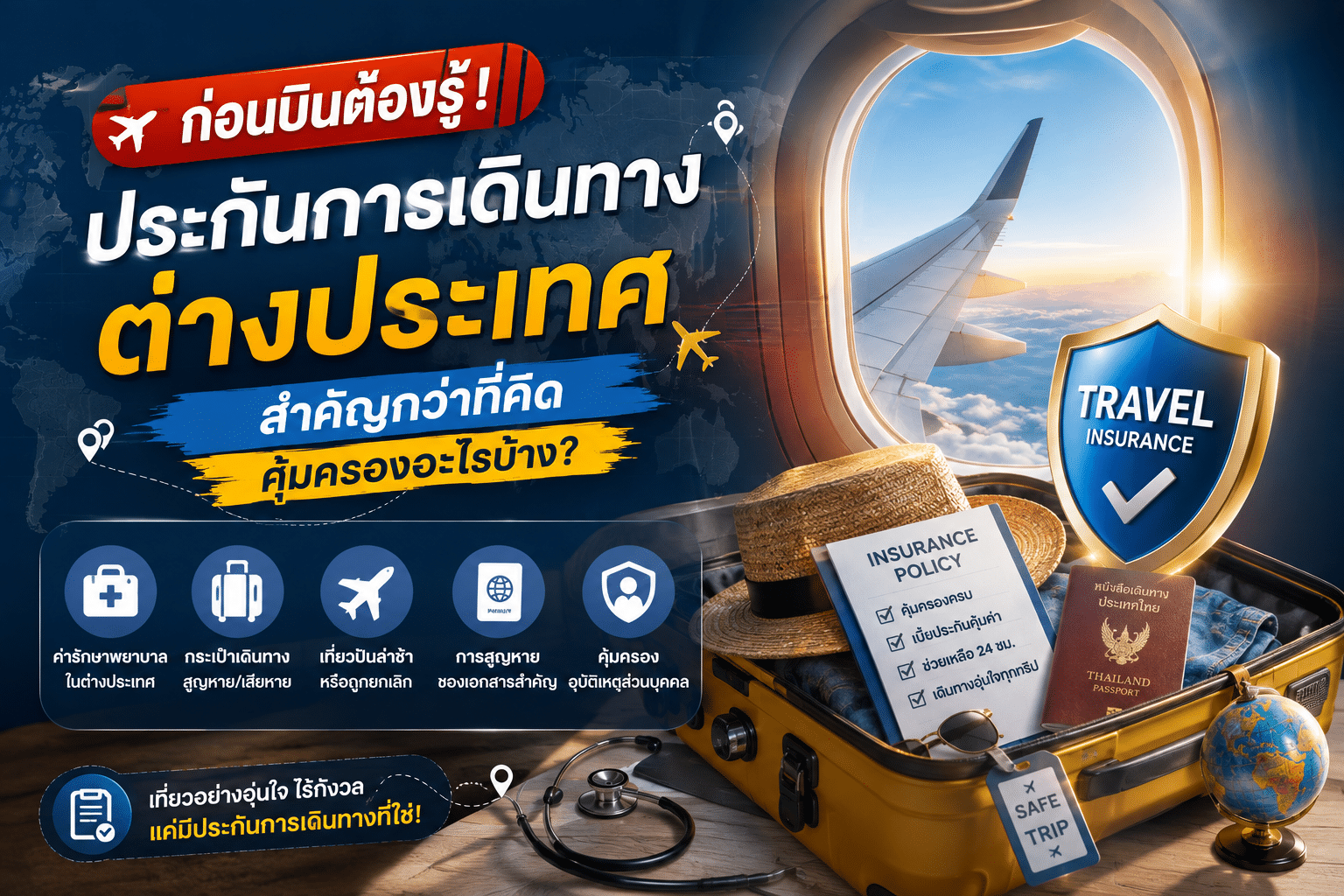 ก่อนบินต้องรู้ ! ประกันการเดินทางต่างประเทศ สำคัญกว่าที่คิด คุ้มครองอะไรบ้าง ?