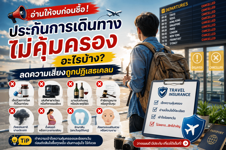 อ่านให้จบก่อนซื้อ ! ประกันการเดินทางไม่คุ้มครองอะไรบ้าง ? ลดความเสี่ยงถูกปฏิเสธเคลม