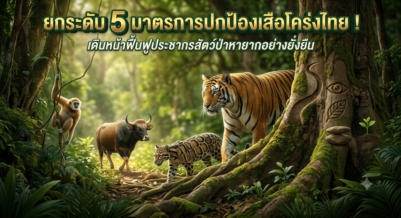 ยกระดับ 5 มาตรการปกป้องเสือโคร่งไทย ! เดินหน้าฟื้นฟูประชากรสัตว์ป่าหายากอย่างยั่งยืน