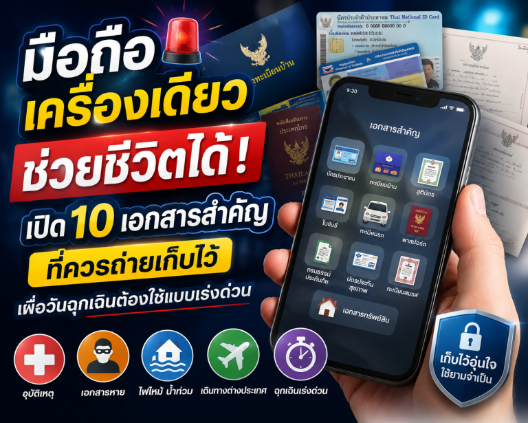 มือถือเครื่องเดียวช่วยชีวิตได้ ! เปิด 10 เอกสารสำคัญที่ควรถ่ายเก็บไว้ เผื่อวันฉุกเฉินต้องใช้แบบเร่งด่วน