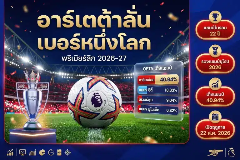 พรีเมียร์ลีก 2026-27: อาร์เตต้าลั่นพาอาร์เซน่อลเป็นเบอร์หนึ่งโลก
