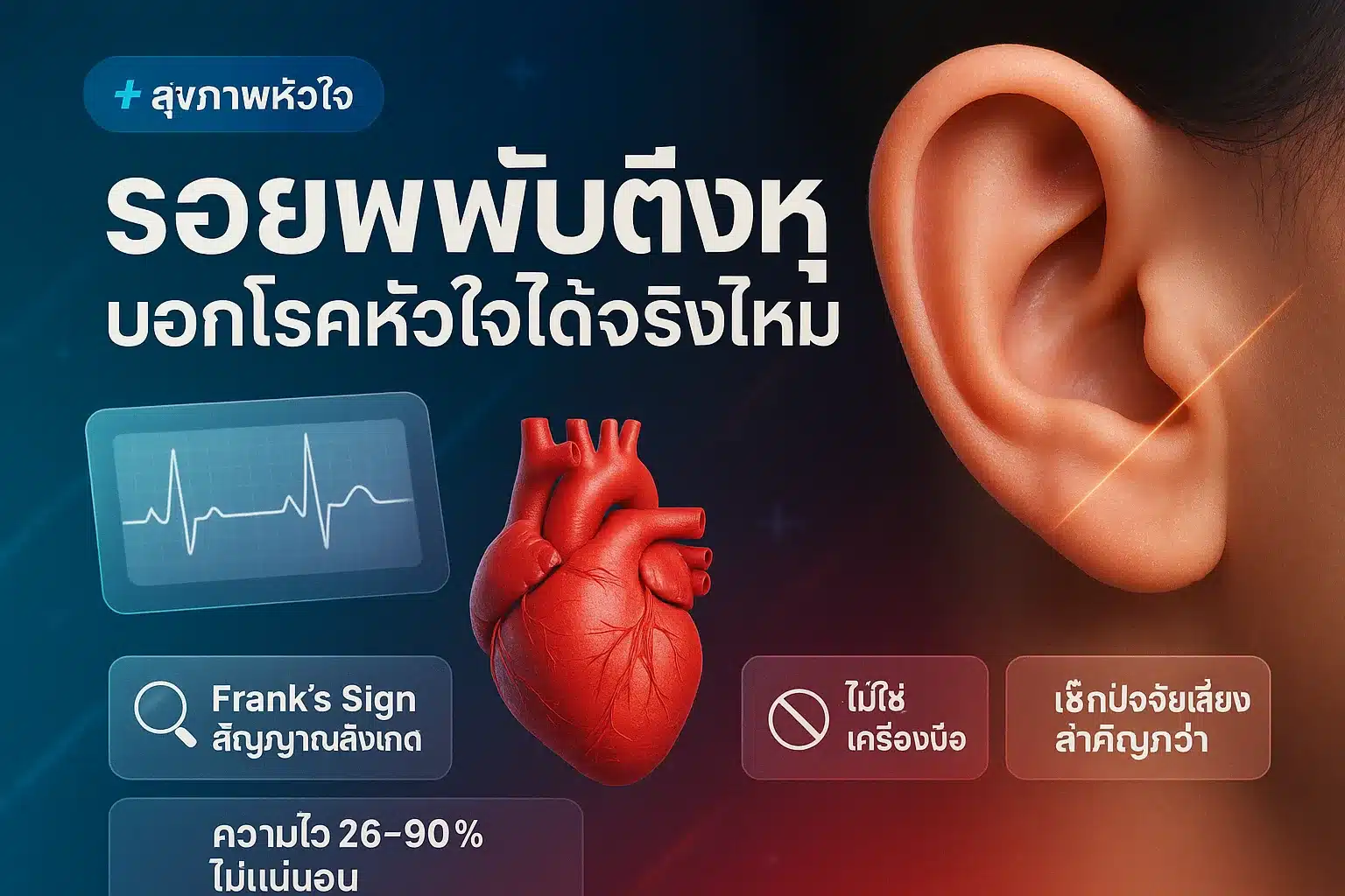รอยพับติ่งหูโรคหัวใจ จริงไหม? เปิดหลักฐานแพทย์ล่าสุด