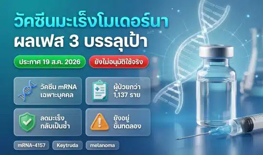 วัคซีนมะเร็งโมเดอร์นา เฟส 3 บรรลุเป้า อัปเดต ส.ค. 2026