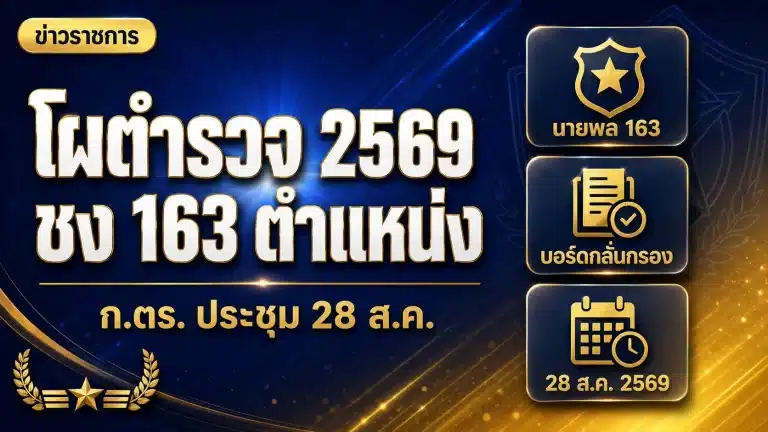 โผตำรวจ 2569 ชง 163 ตำแหน่ง ก.ตร. ประชุม 28 ส.ค. สรุปครบ