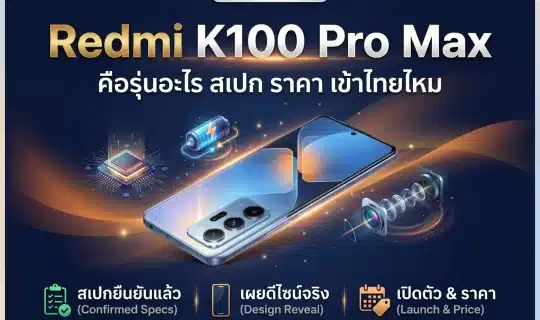 ปกอินโฟกราฟิกสรุป Redmi K100 Pro Max สเปกยืนยัน ดีไซน์ วันเปิดตัวและราคา
