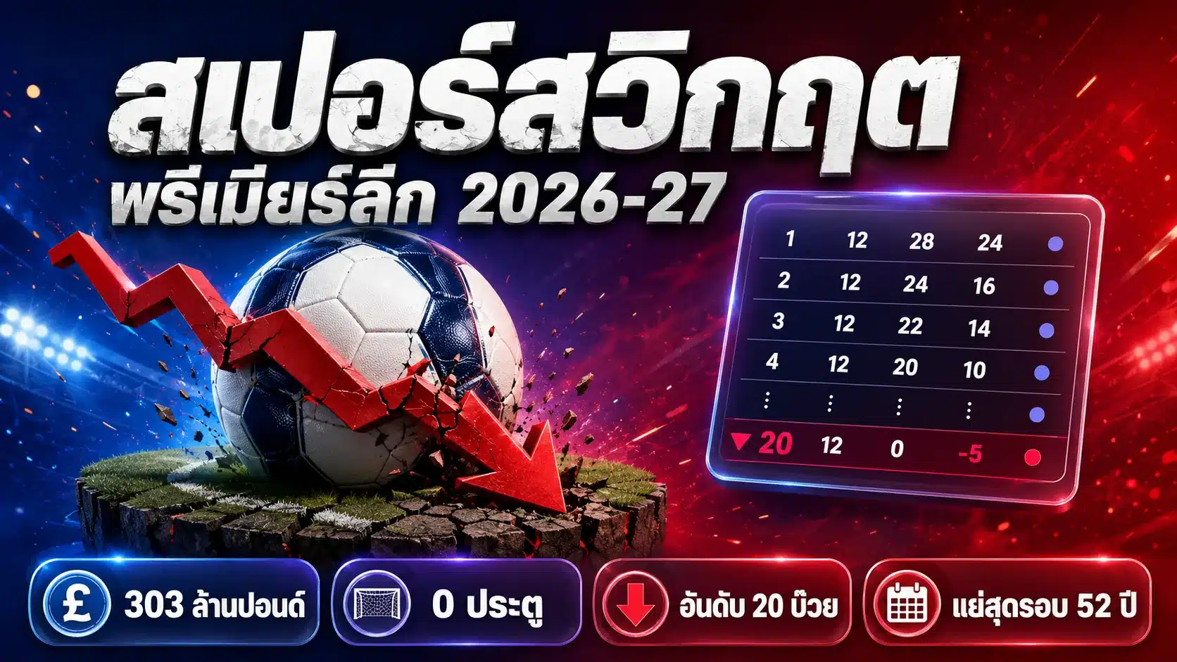 พรีเมียร์ลีก 2026-27: สเปอร์สเริ่มแย่สุดในรอบ 52 ปี