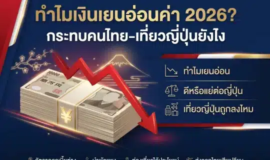 ภาพปกอินโฟกราฟิกเศรษฐกิจ ธนบัตรเยนกับกราฟค่าเงินดิ่งลงและสัญลักษณ์เยน พาดหัวทำไมเงินเยนอ่อนค่า
