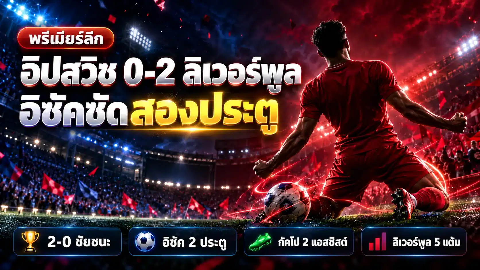 อิปสวิช พบ ลิเวอร์พูล 0-2 อิซัคซัด 2 ประตู คว้าชัยนัดแรก