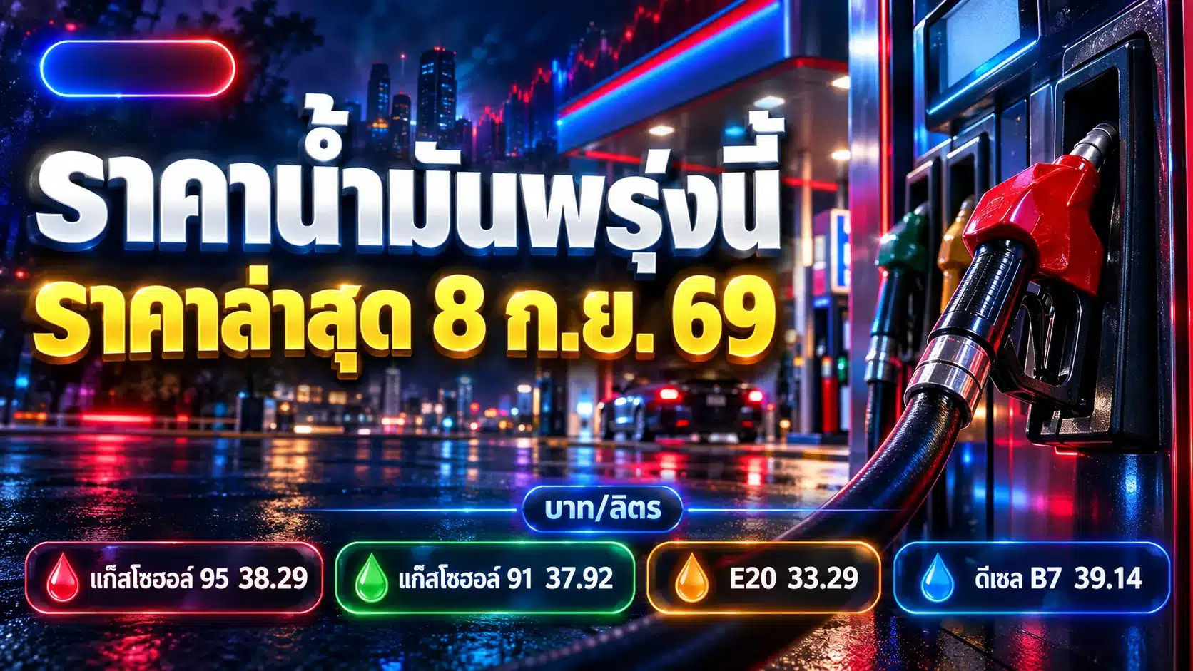 ราคาน้ำมันพรุ่งนี้ 9 ก.ย. 69 คงที่ไหม เช็คราคาทุกค่ายที่นี่