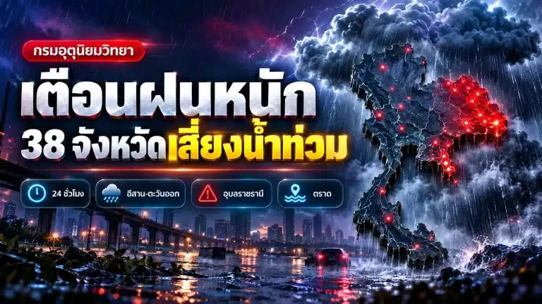 สภาพอากาศวันนี้ 14 ก.ย. 69 เตือน 38 จังหวัดเสี่ยงน้ำท่วม