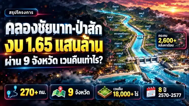 คลองชัยนาท-ป่าสัก ผ่านไหน งบ 1.65 แสนล้าน เวนคืนเท่าไร? สรุปครบ