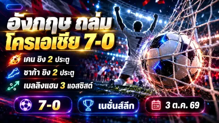 โครเอเชีย พบ อังกฤษ 0-7: เคน-ซาก้าคนละ 2 ลูก ถล่มยับเนชั่นส์ลีก