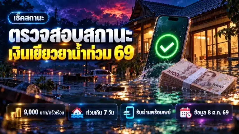 ตรวจสอบสถานะช่วยเหลือผู้ประสบอุทกภัยปี 69 เช็คที่ไหน เงินเข้า