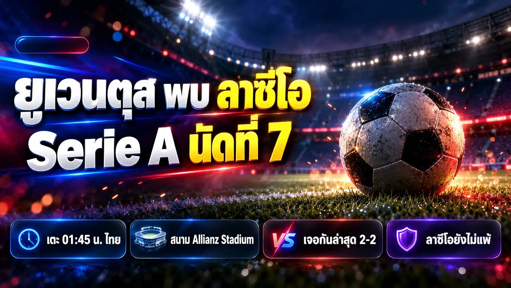 ยูเวนตุส พบ ลาซีโอ เซเรียอานัดที่ 7 เตะ 01:45 น. ไทย ที่ Allianz Stadium