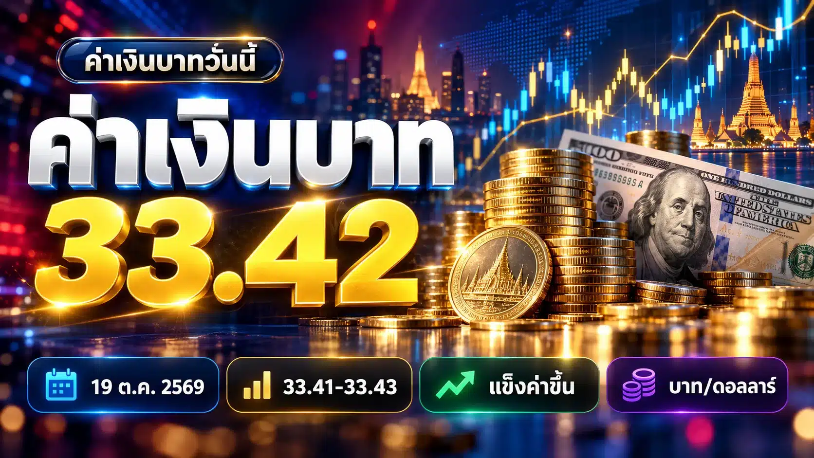 เงินตราคืออะไร ค่าเงินบาทวันนี้ 33.42 บาท/ดอลลาร์ ปี 2569